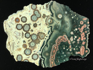 'Lady Janus': Side 1 of a slab specimen from Marovato Deposit/vein 1/2. ~5 in. wide.