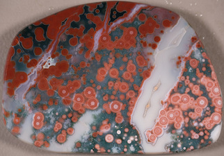 An amazing Ocean Jasper specimen photo from Ashley Rosenn at Northwoods Hobbyist