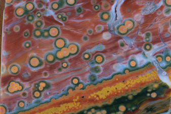 An amazing Ocean Jasper specimen photo from Ashley Rosenn at Northwoods Hobbyist